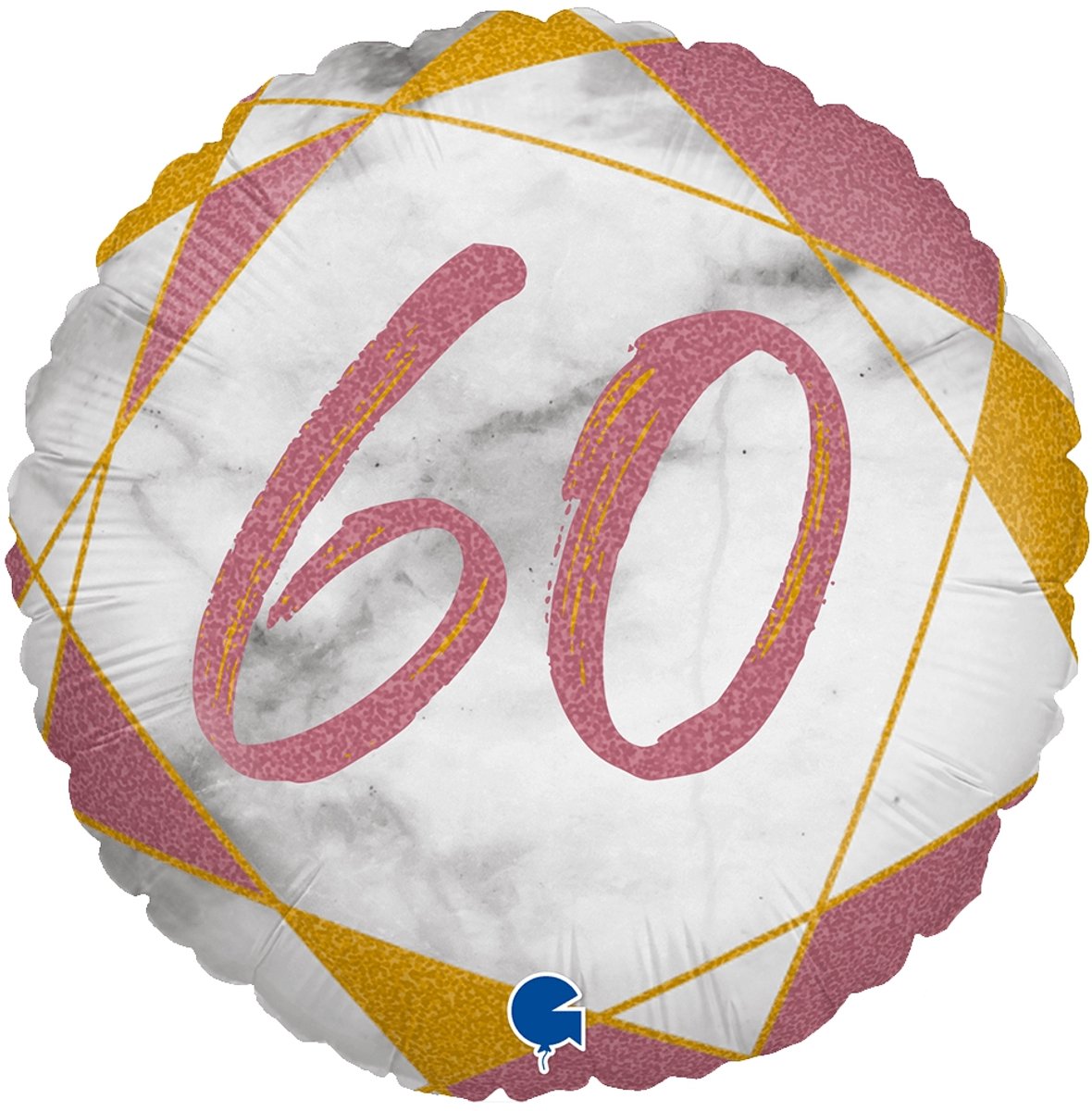 Folieballon 60 jaar – 45 cm flat – Marble Mate design Grabo – Helium of lucht – Zonder plastic verpakking